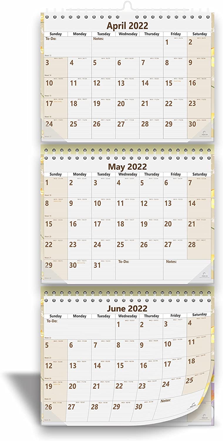 3 Month Wall Calendar 2023 2024 Move a Page Vertical Style StriveZen