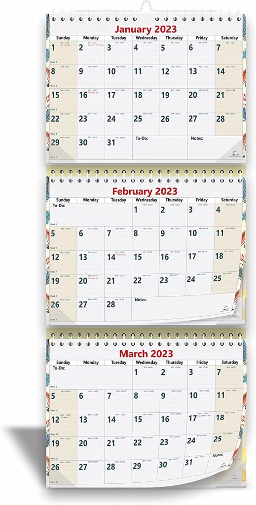 2023 to 2024 3 month wall calendar