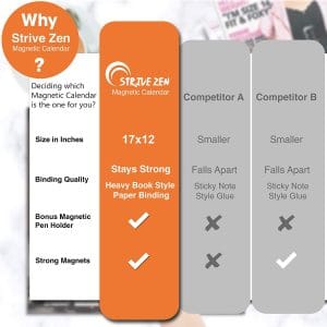 Large Magnetic Calendar For Fridge 2026 2027 StriveZen