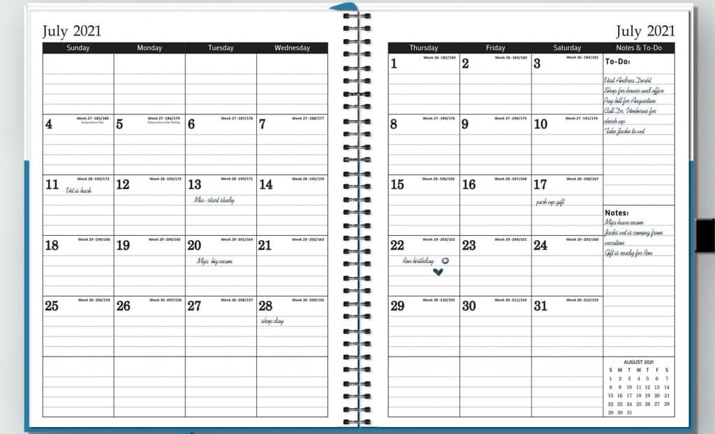how the 2021 to 2022 monthly planner looks 