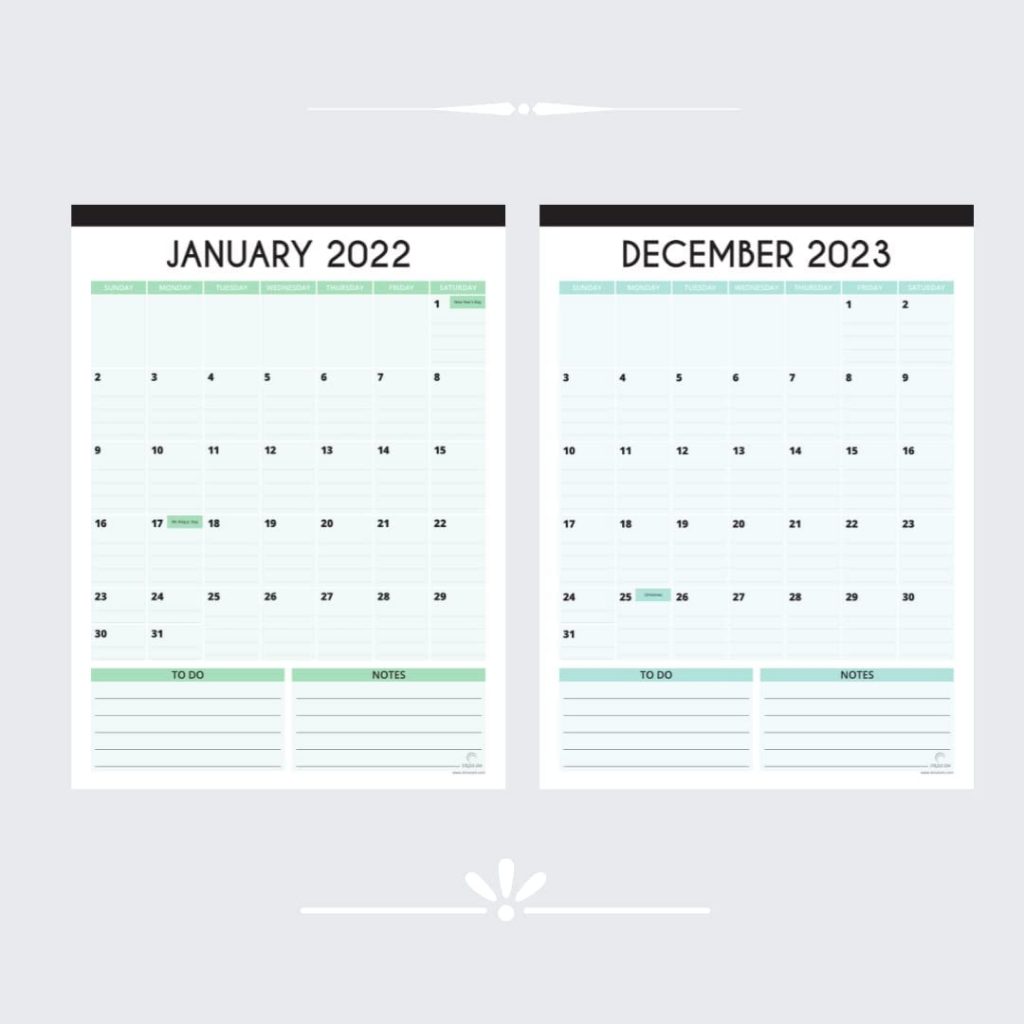 january 2022 and december 2023 magnetic calendar