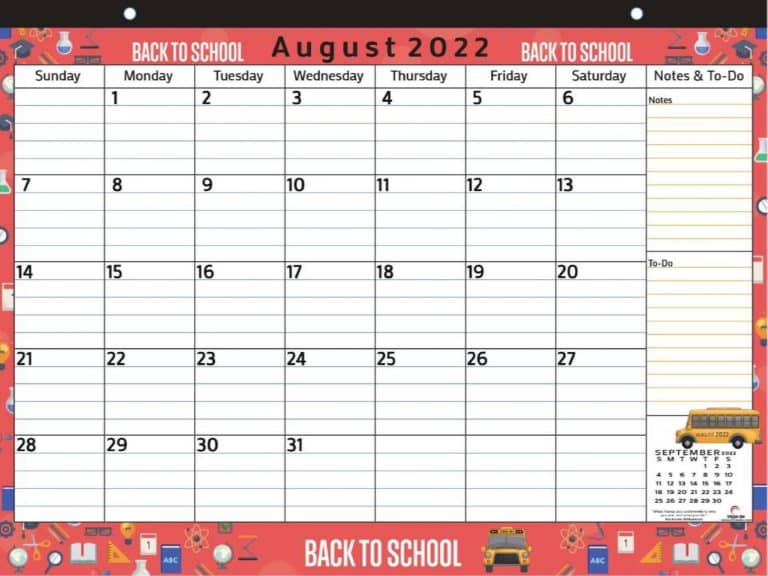 free august 2022 calendar