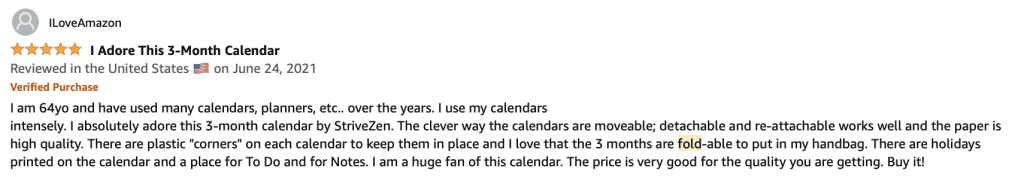 foldable wall calendar review from customer