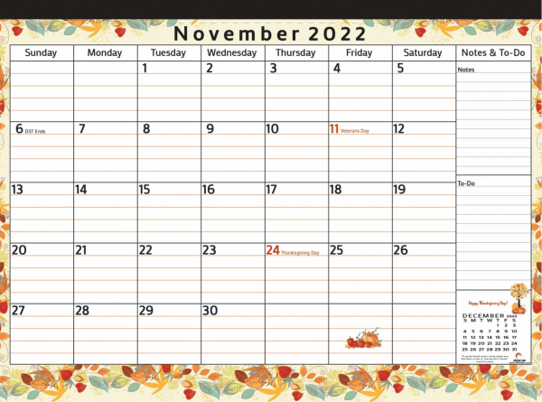 November 2022 free calendar