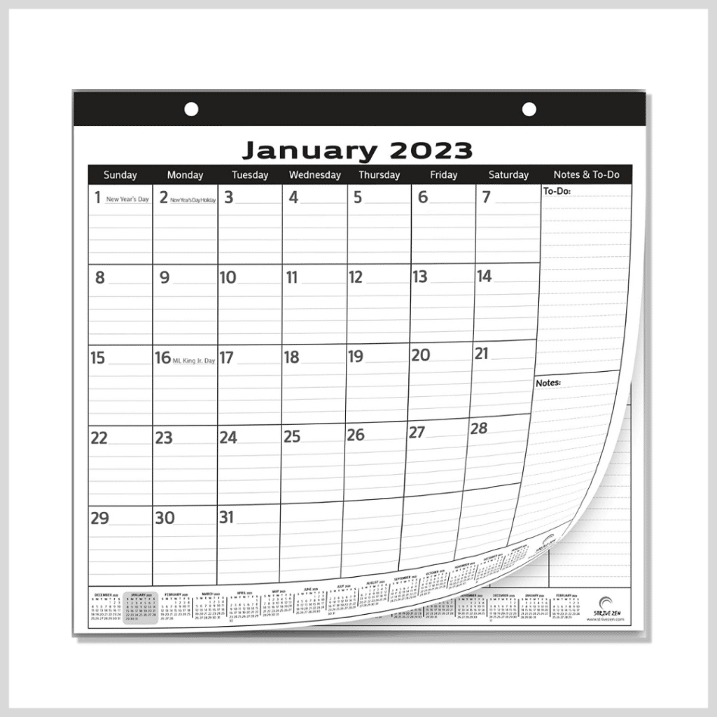 minimalist magnetic calendar 2023