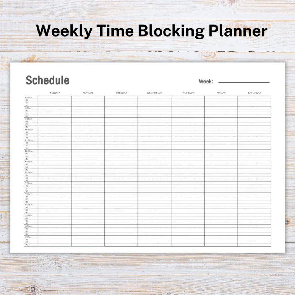 15-minute increment Time-Blocking Printable Planners for 2023
