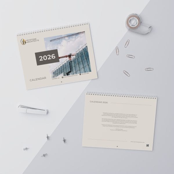 Promotional Custom Personalized Wall Calendar 2026 – Classic Beige Grid Layout - Image 3