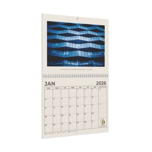 Promotional Custom Personalized Wall Calendar 2026 – Classic Beige Grid Layout - Image 2