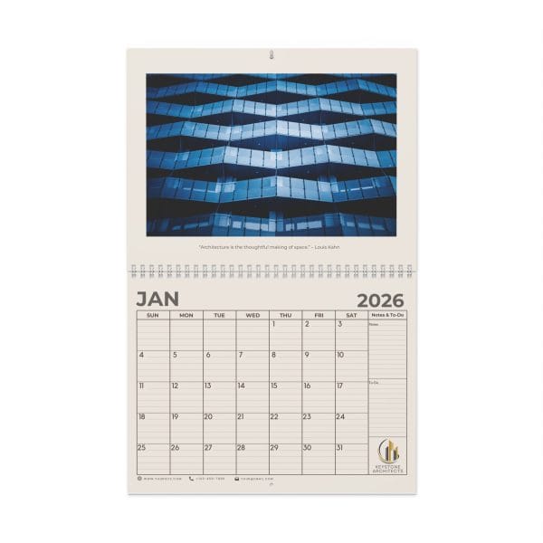 Promotional Custom Personalized Wall Calendar 2026 – Classic Beige Grid Layout