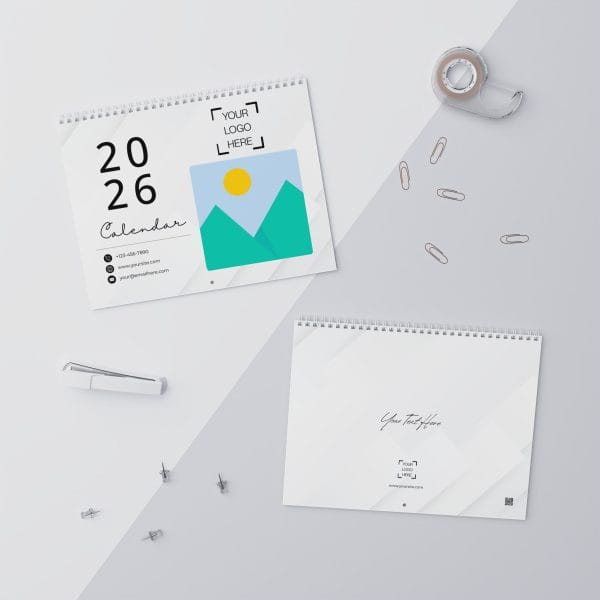 Promotional Custom Personalized Wall Calendar 2026 – Minimalist White Modern Design - Image 6