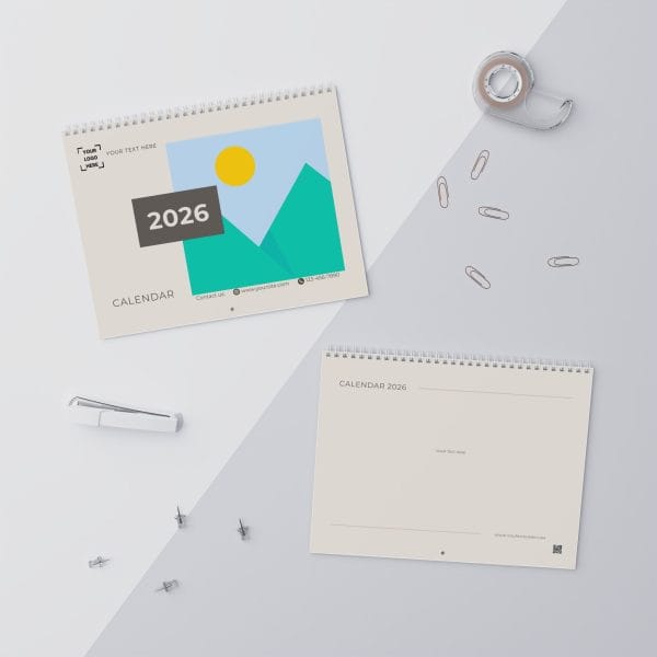 Promotional Custom Personalized Wall Calendar 2026 – Classic Beige Grid Layout - Image 9