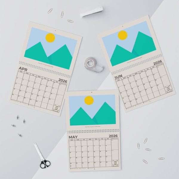 Promotional Custom Personalized Wall Calendar 2026 – Classic Beige Grid Layout - Image 8