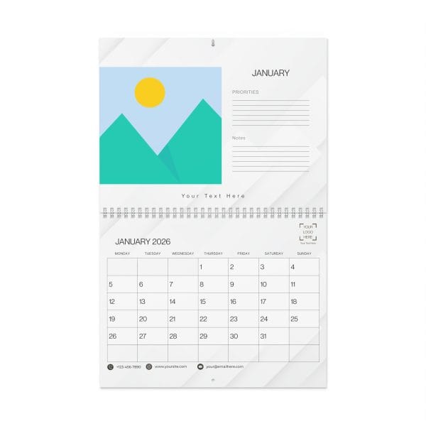 Promotional Custom Personalized Wall Calendar 2026 – Minimalist White Modern Design - Image 5