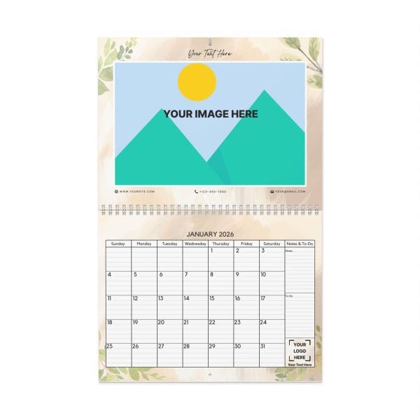 Promotional Custom Personalized Wall Calendar 2026 – Botanical Floral Theme - Image 4
