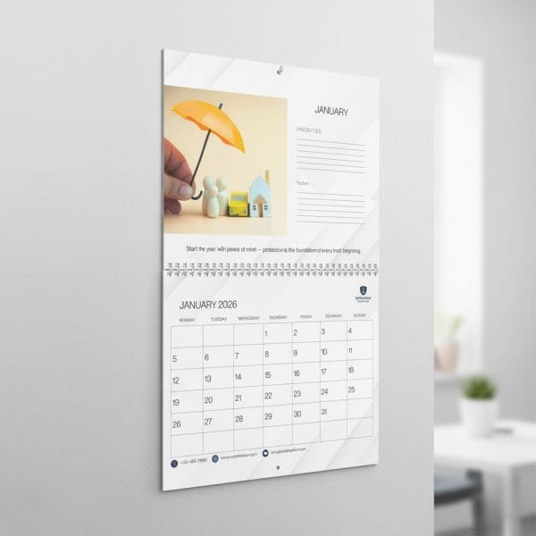Promotional Custom Personalized Wall Calendar 2026 – Minimalist White Modern Design - Image 2
