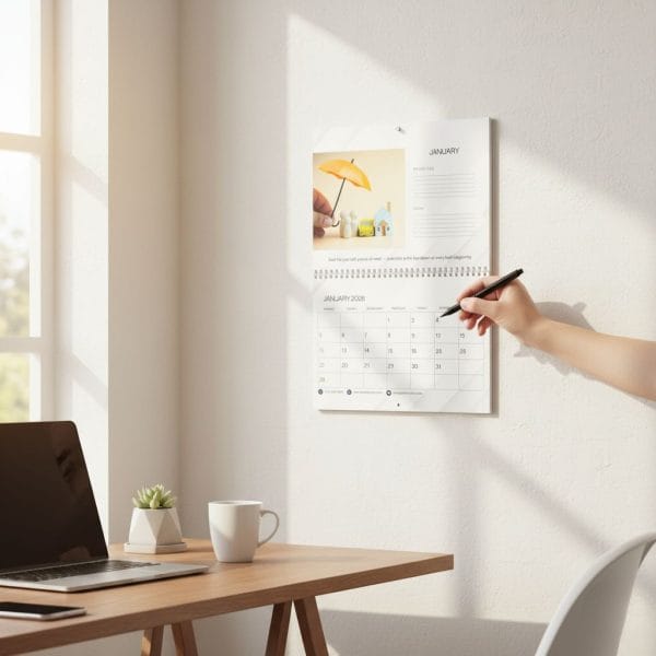 Promotional Custom Personalized Wall Calendar 2026 – Minimalist White Modern Design - Image 8