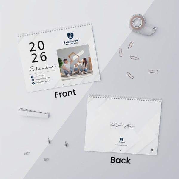 Promotional Custom Personalized Wall Calendar 2026 – Minimalist White Modern Design - Image 3